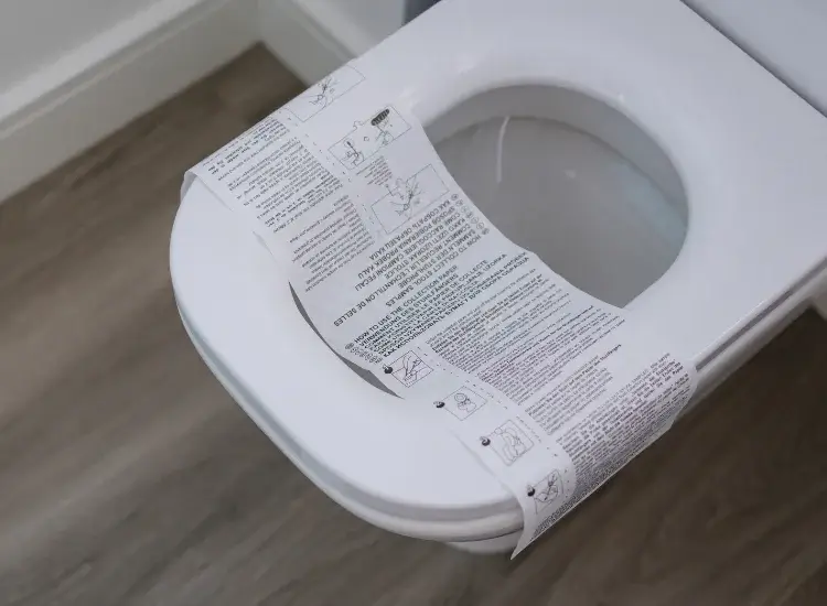 An image of the stool catcher wrapped over a toilet